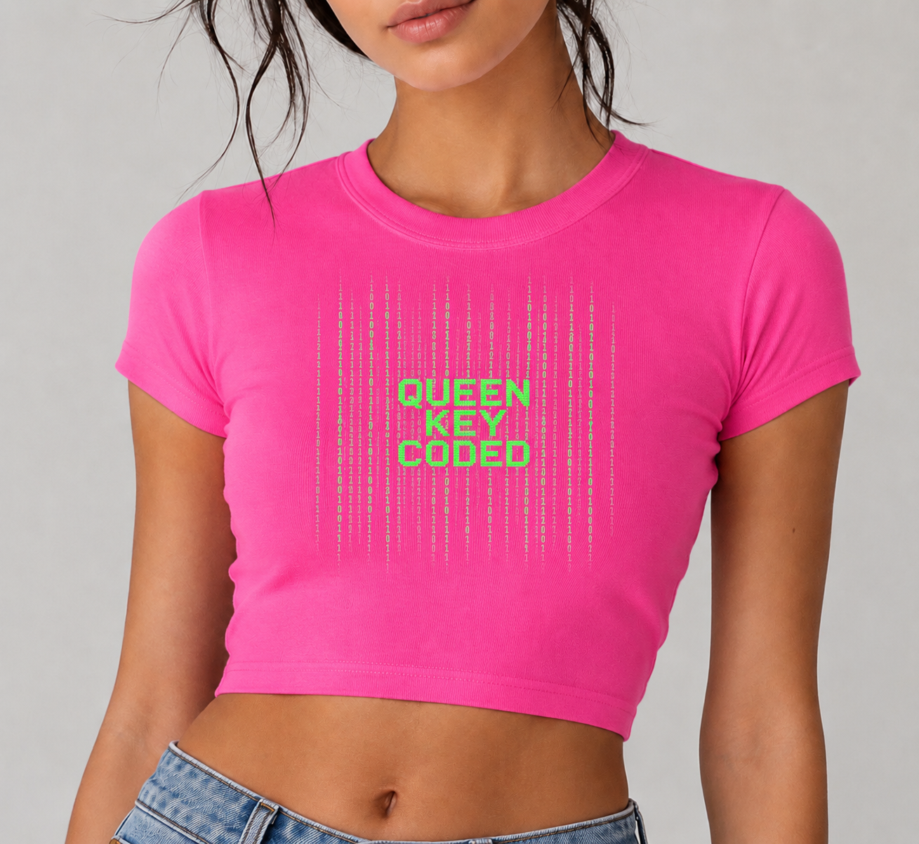 Cropped Queen Key Coded Shirt (Pink)