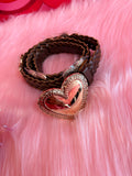 Brown Braided Heart Belt
