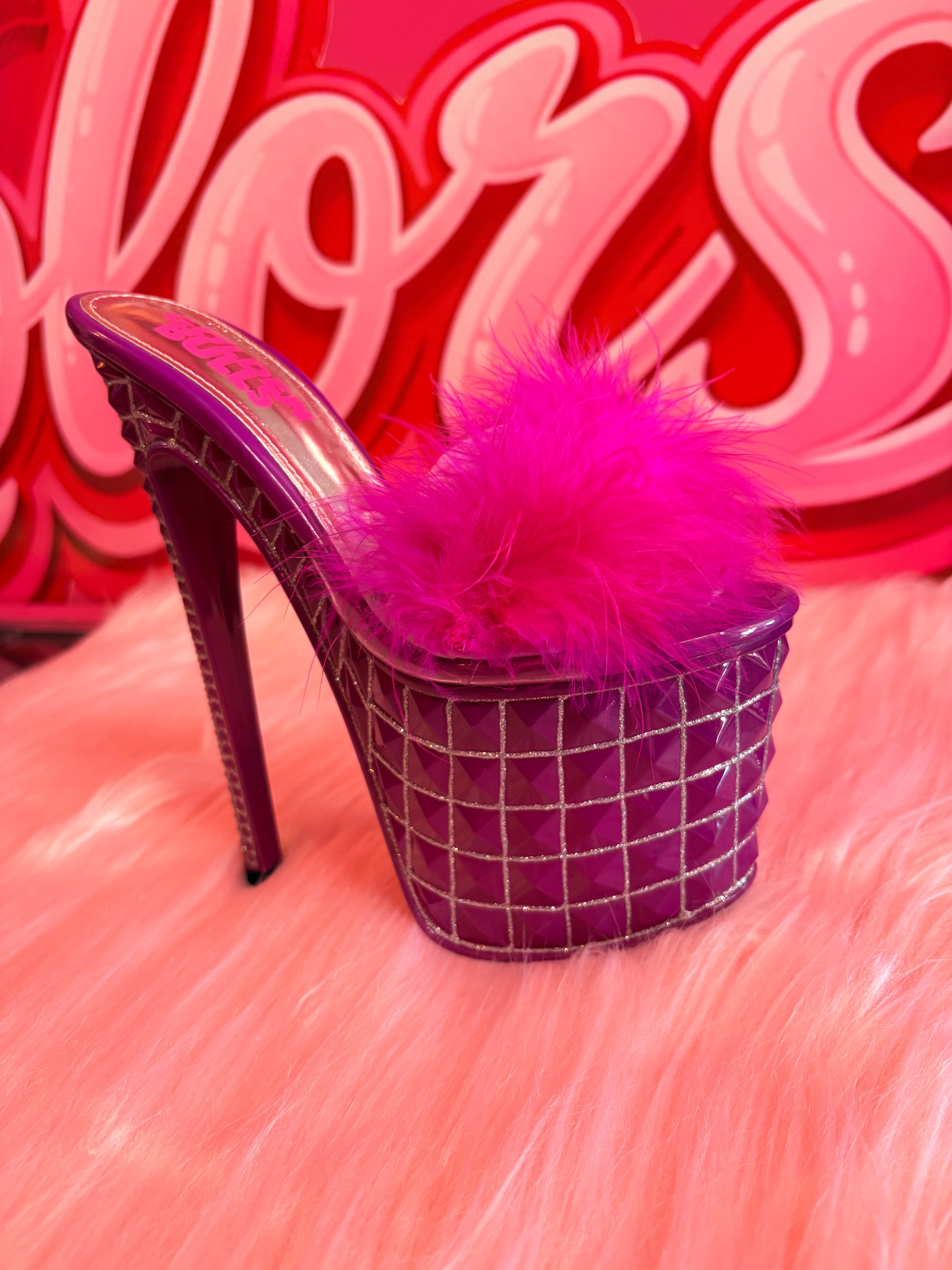 Pink Furry Stiletto Heel