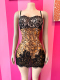 Short Lace Snake Print Dress