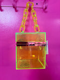 Clear Neon Green Box Purse