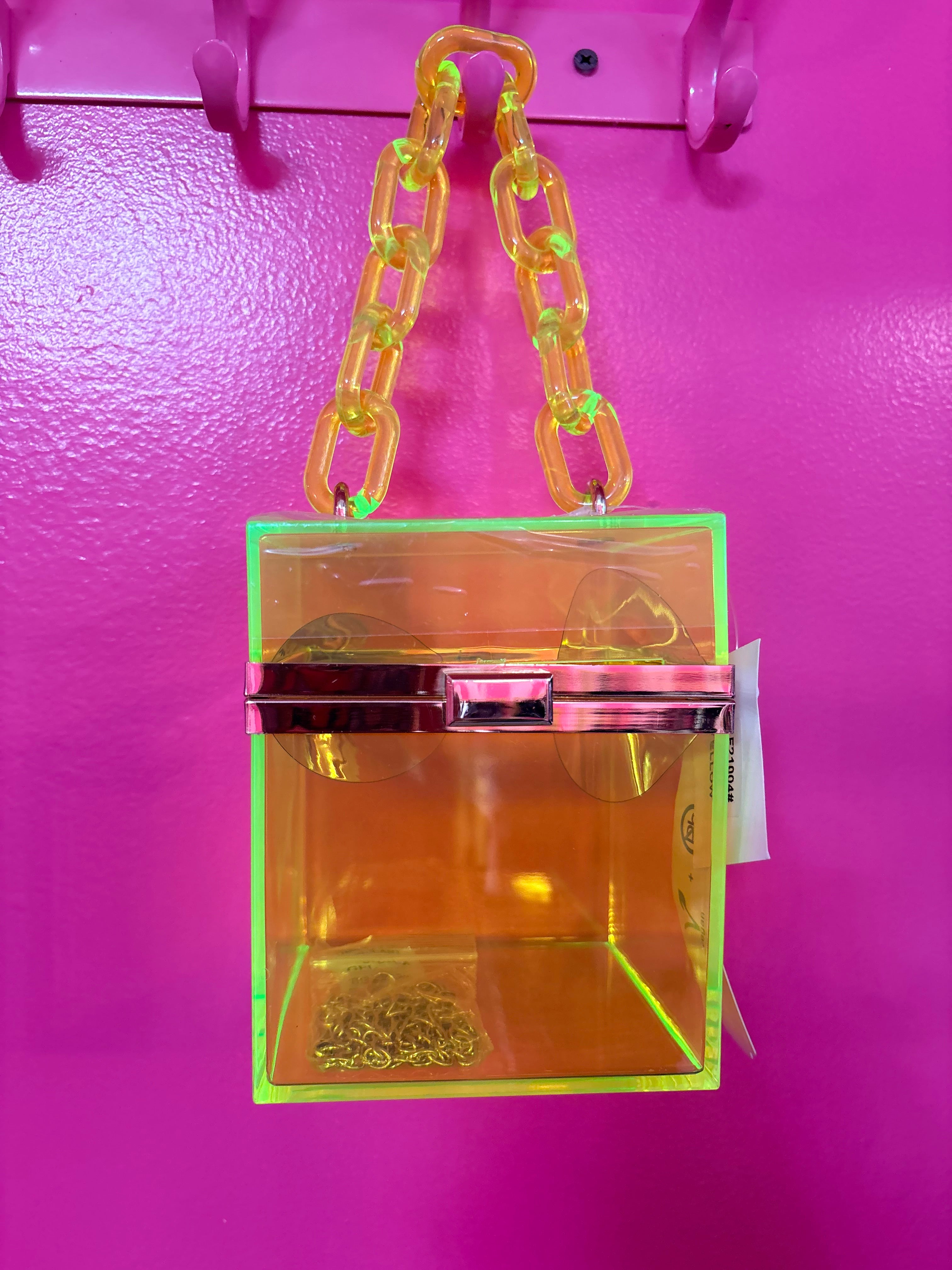 Clear Neon Green Box Purse