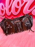 Dark Brown Snake Print Purse